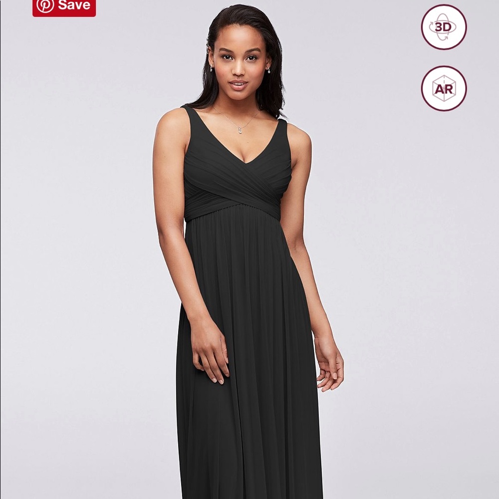 Floor length black Davids Bridal bridesmaid dress NEVER BEEN WORN